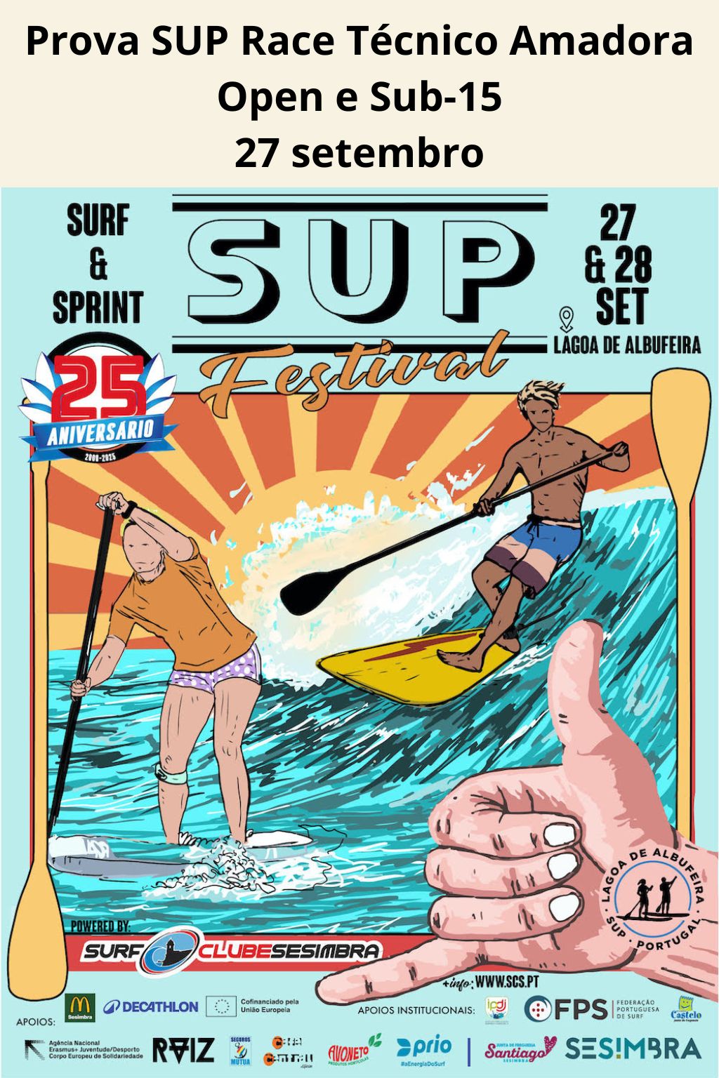  Inscrição SUP Festival - Prova SUP Race Técnico Amadora - sábado 27 setembro